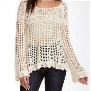 Free People Annabelle Crochet Top Bell Sleeve Boho